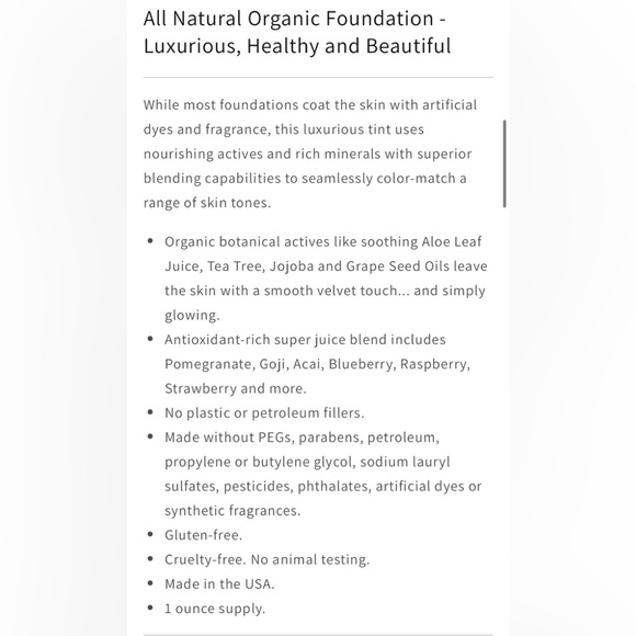 SUZANNE SOMERS Flawless Foundation organic in Natural Sand. Pump bottle 1 oz. - Picture 7 of 7